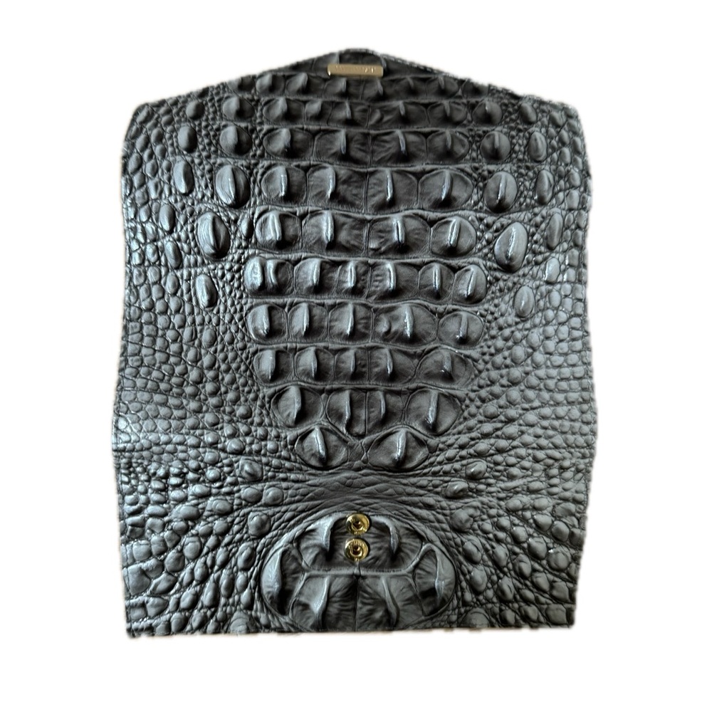 Brahmin Melbourne Veronica Trifold Envelope Leather Wallet Steel Gray Silver - Picture 4 of 12